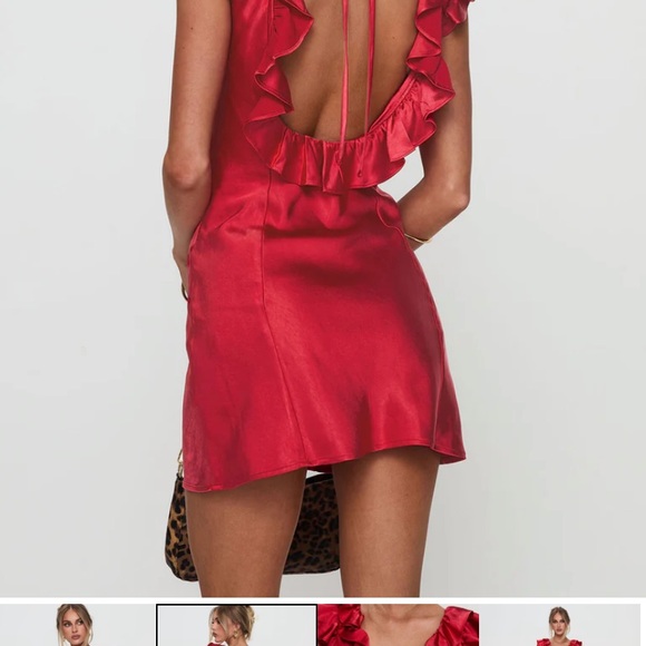 Red Ruffled Mini Dress - Picture 2 of 8